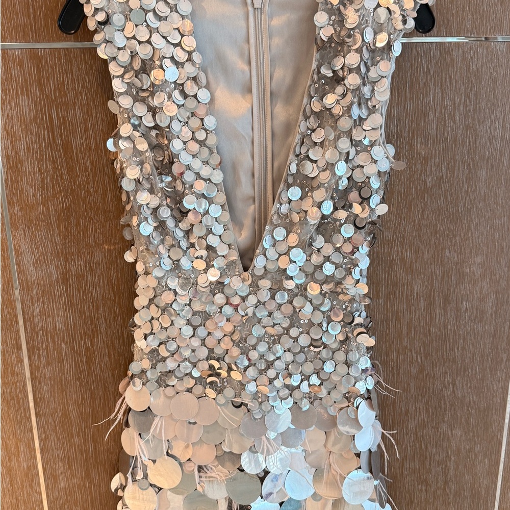 Ramy Brook Silver Sequin Detail Dress